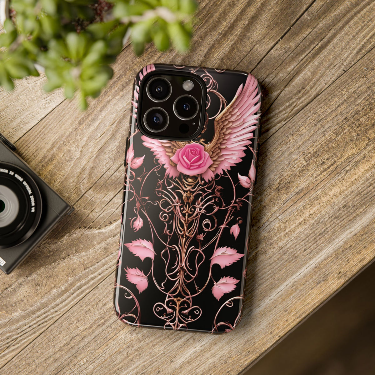 Phone Case - Tough - Pink Skull & Wings