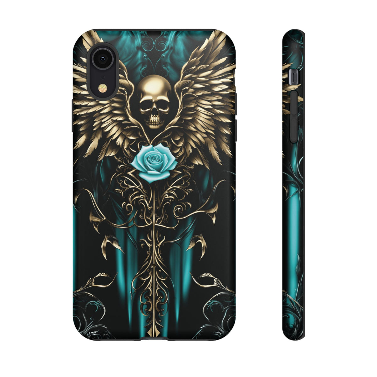 Phone Case - Tough - Cyan Skull & Wings