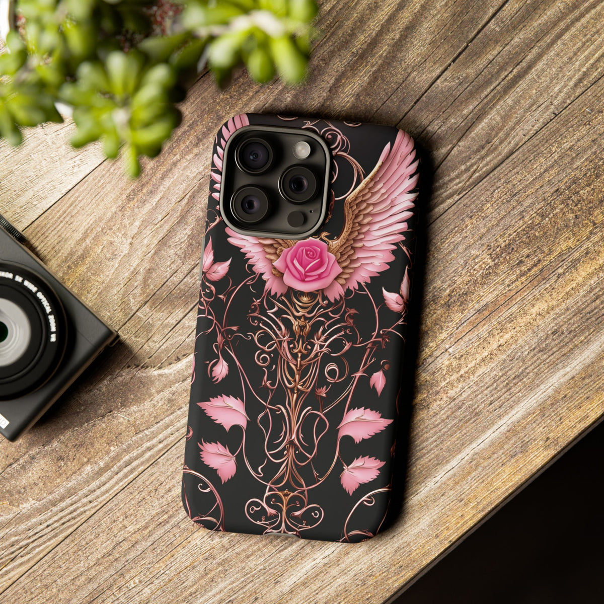 Phone Case - Tough - Pink Skull & Wings