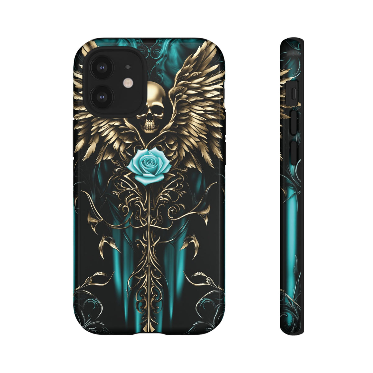 Phone Case - Tough - Cyan Skull & Wings