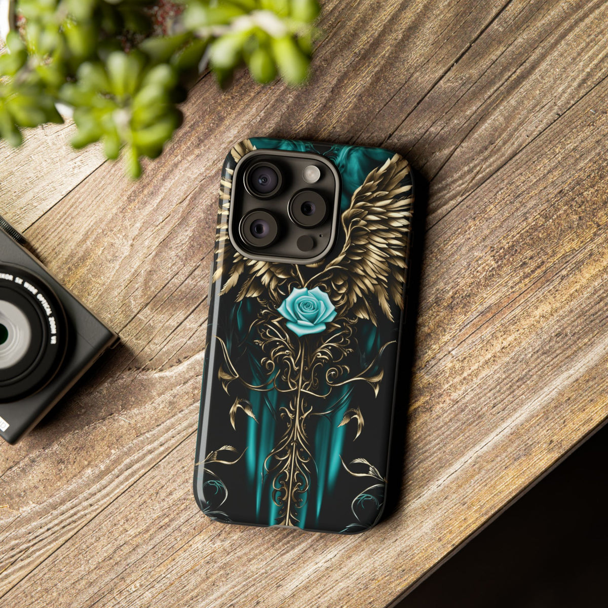 Phone Case - Tough - Cyan Skull & Wings