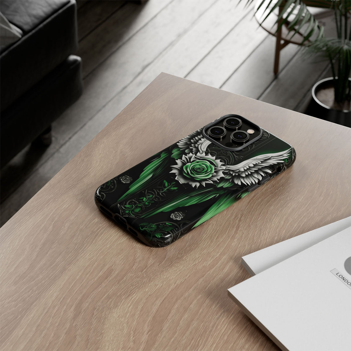 Phone Case - Tough - Green Angel Wings