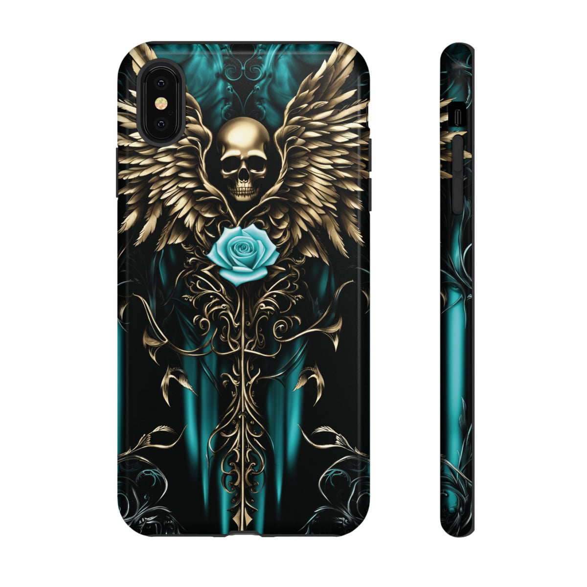 Phone Case - Tough - Cyan Skull & Wings