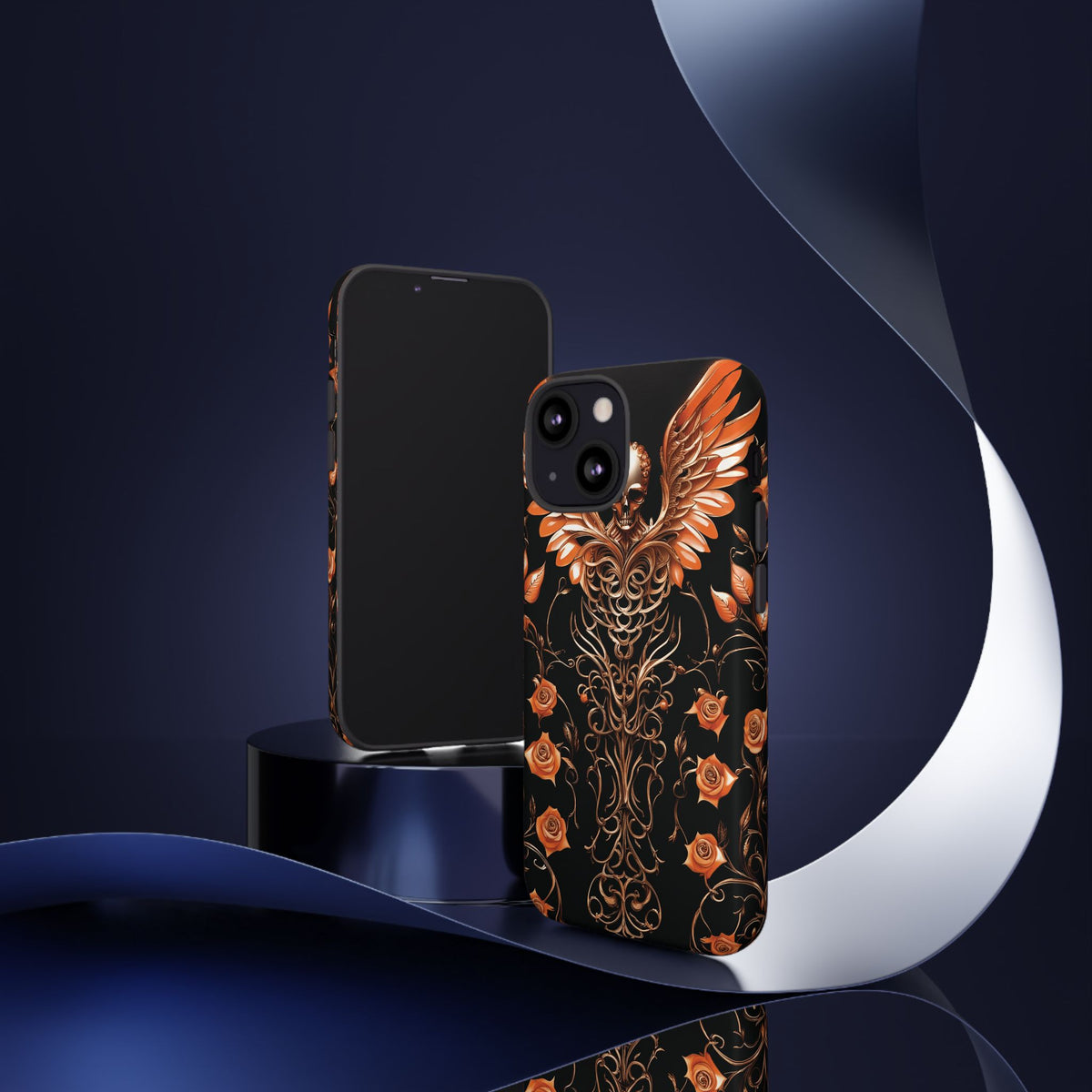 Phone Case - Tough - Orange Skull & Wings