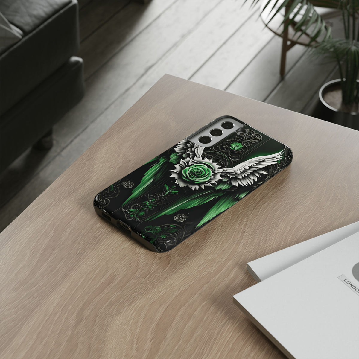 Phone Case - Tough - Green Angel Wings
