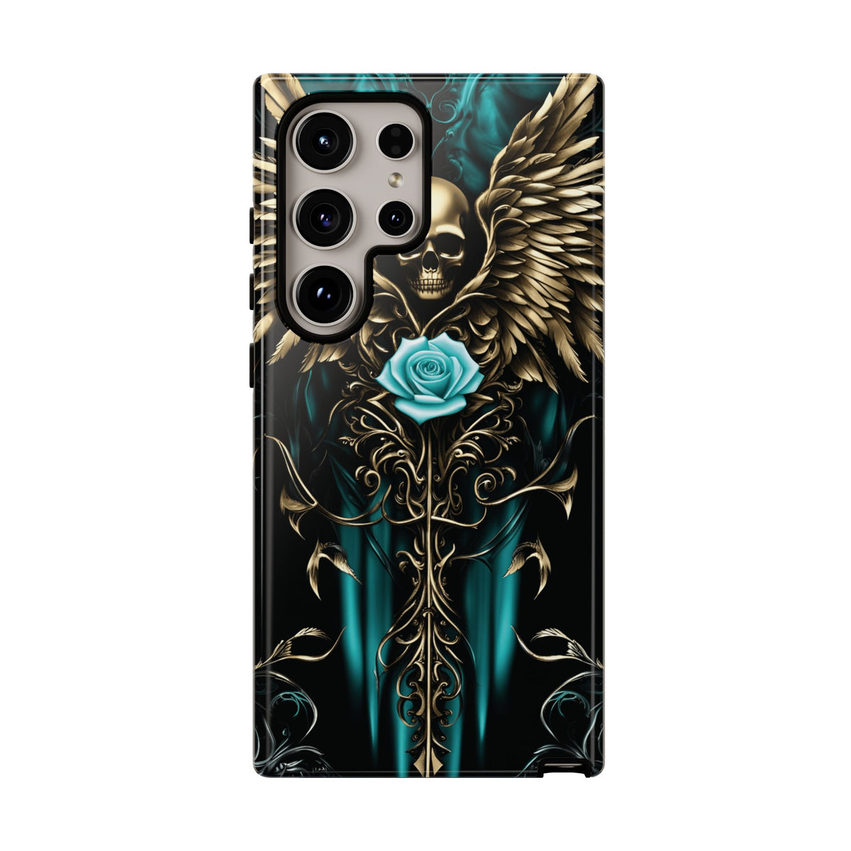 Phone Case - Tough - Cyan Skull & Wings