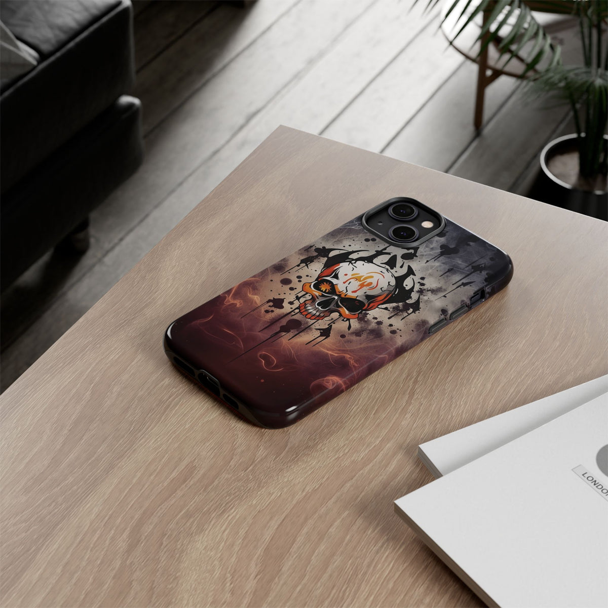 Phone Case - Tough - Orange Skull