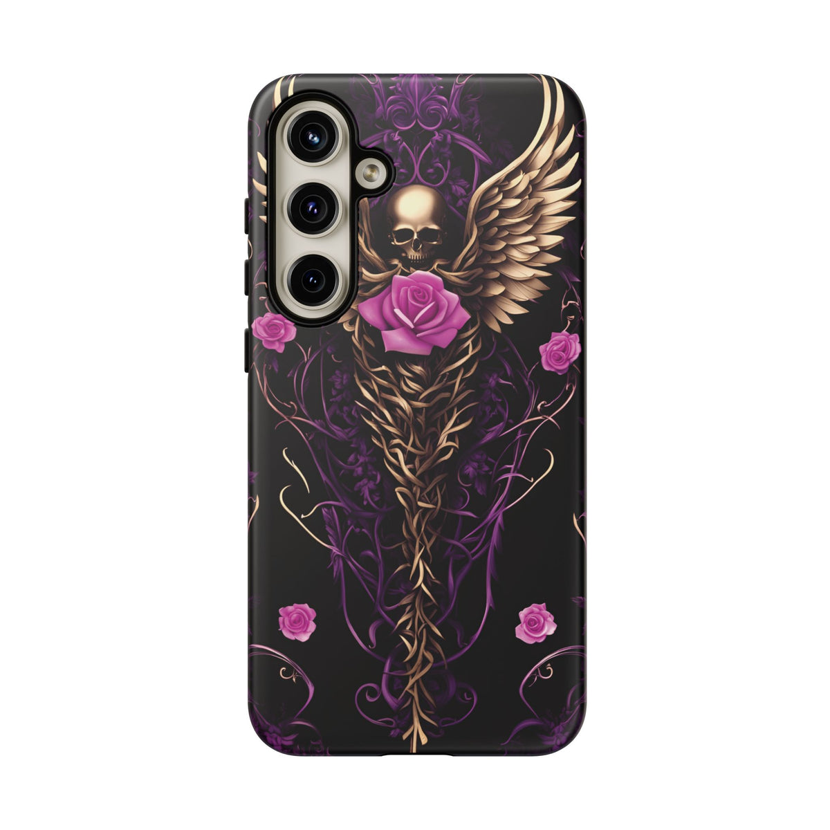 Phone Case - Tough - Purple, Pink Skull & Wings
