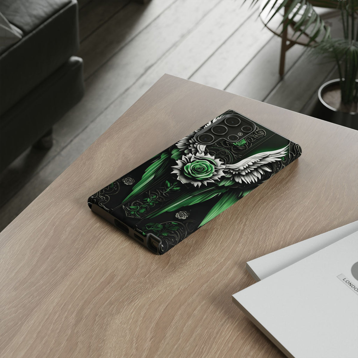 Phone Case - Tough - Green Angel Wings