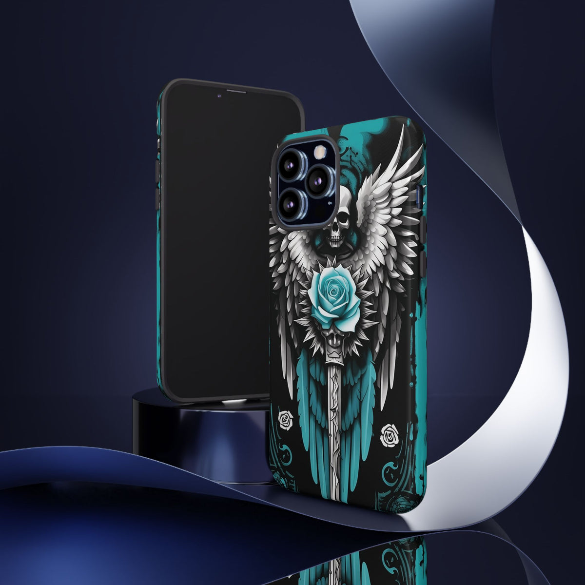 Phone Case - Tough - Cyan Angel Wings