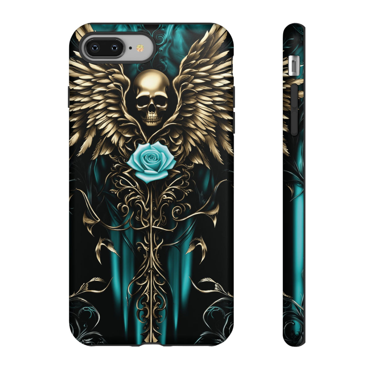 Phone Case - Tough - Cyan Skull & Wings