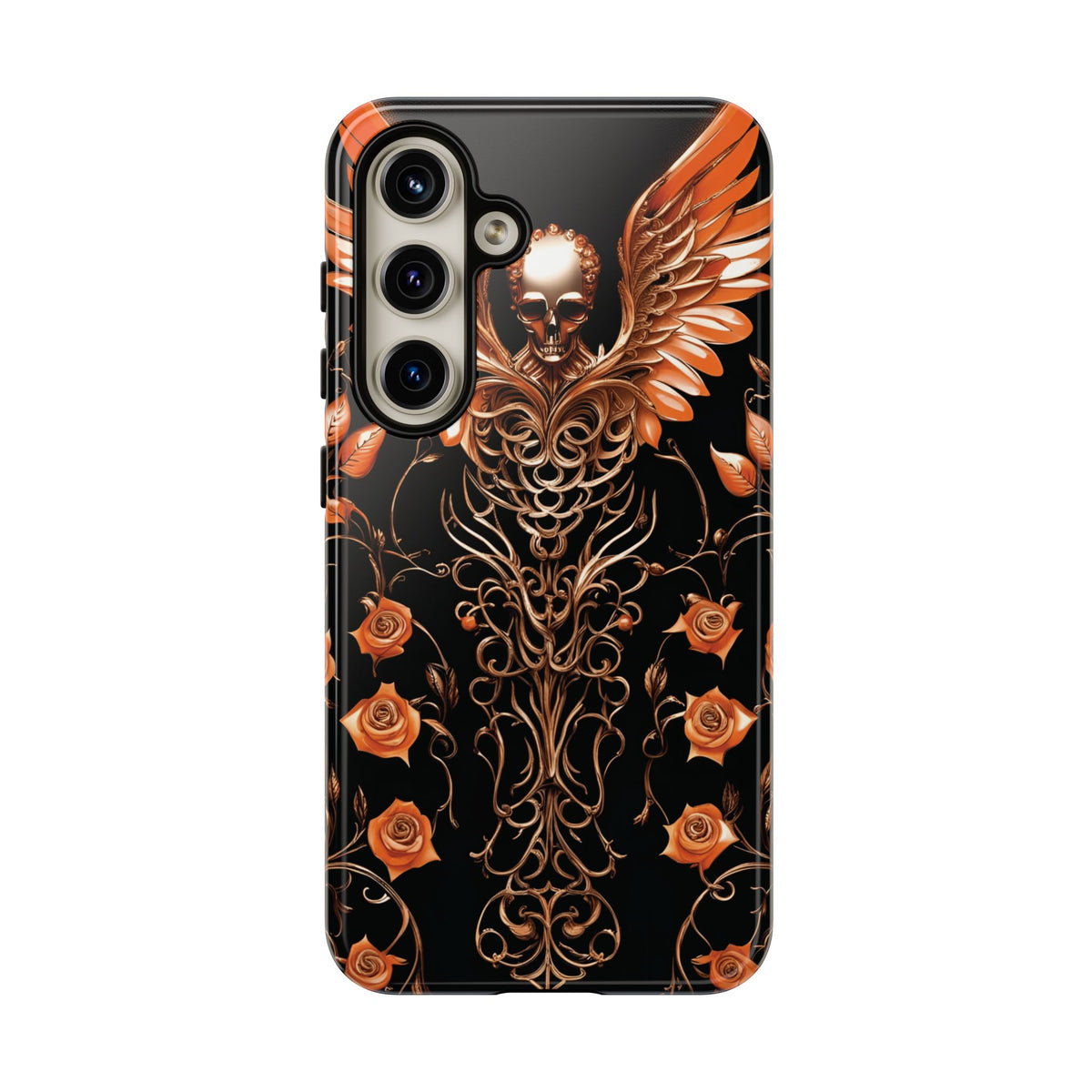 Phone Case - Tough - Orange Skull & Wings