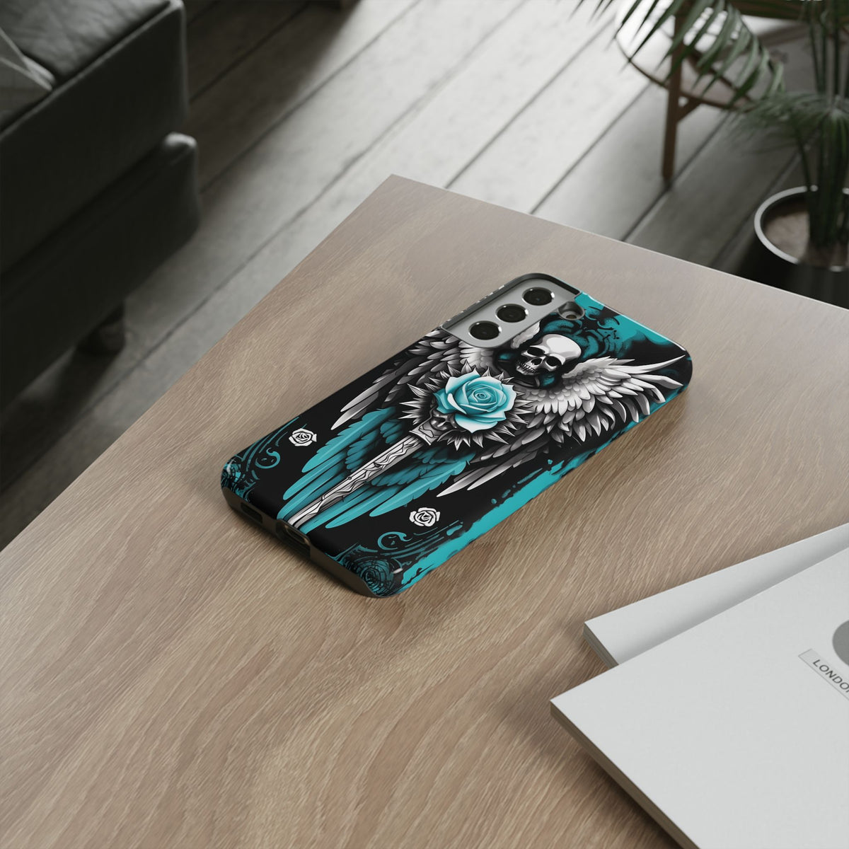 Phone Case - Tough - Cyan Angel Wings