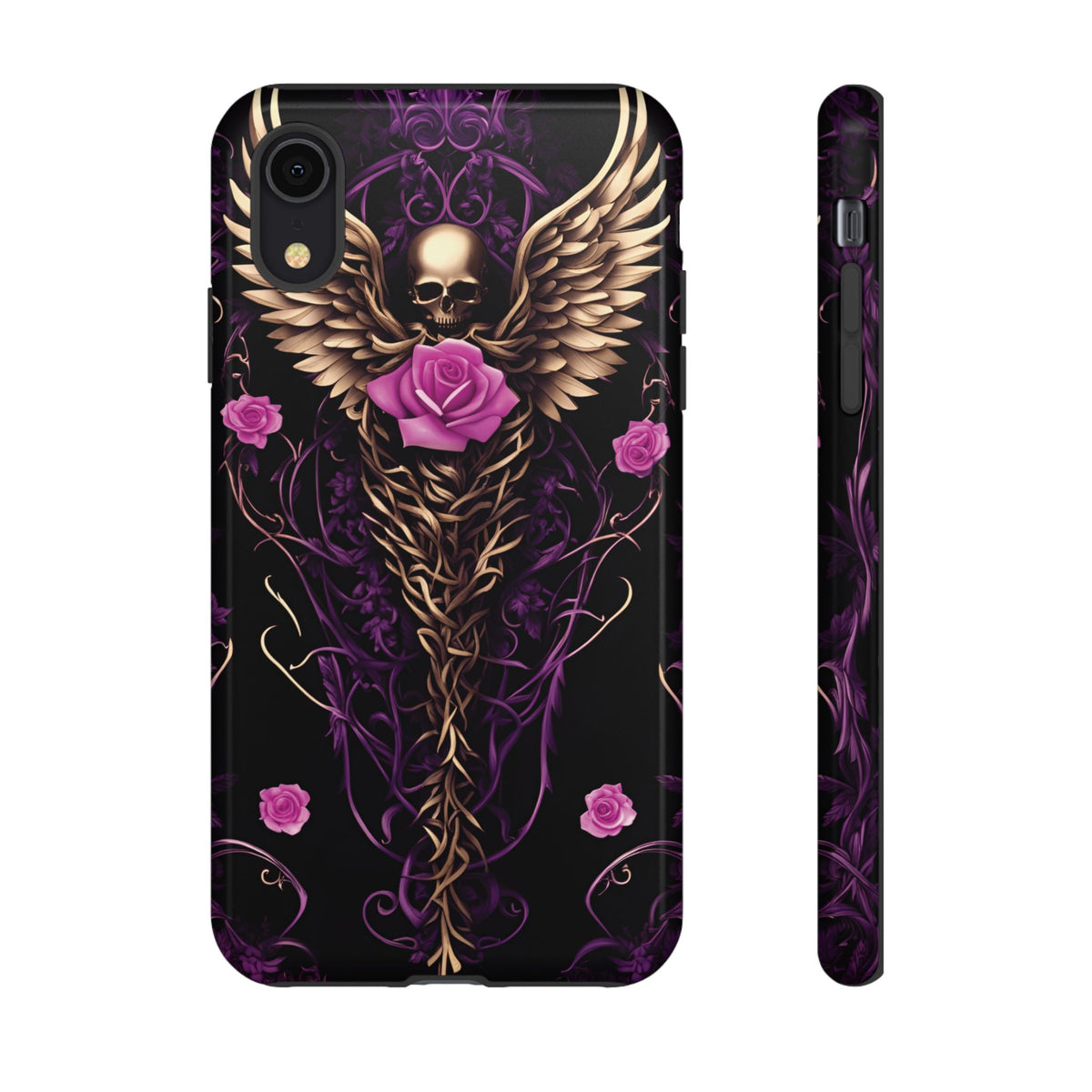 Phone Case - Tough - Purple, Pink Skull & Wings