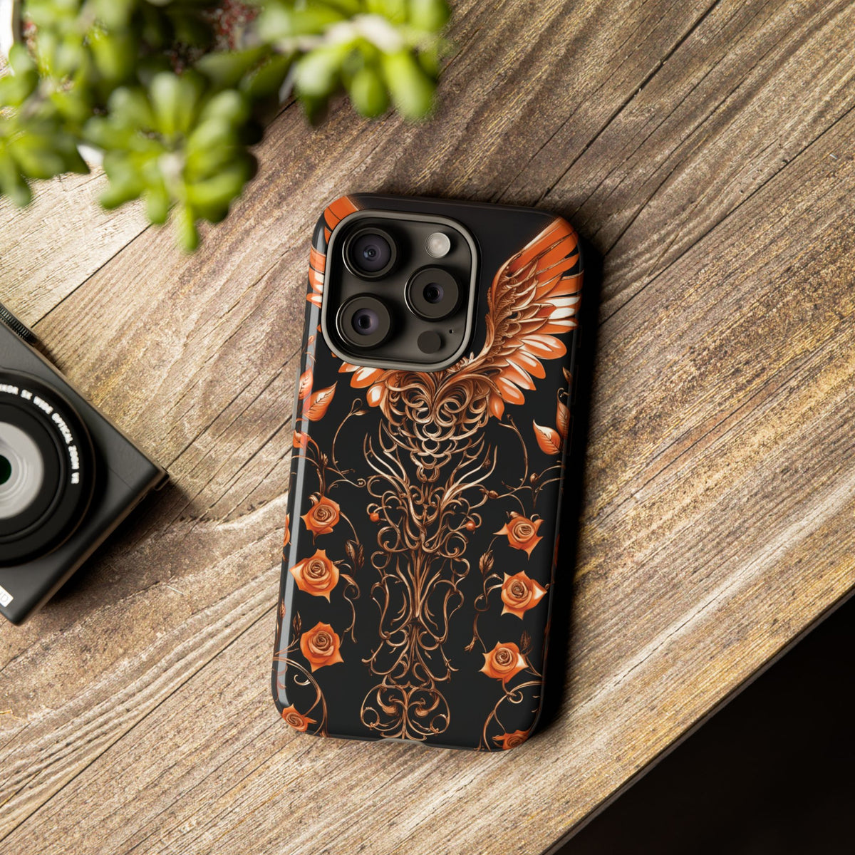 Phone Case - Tough - Orange Skull & Wings