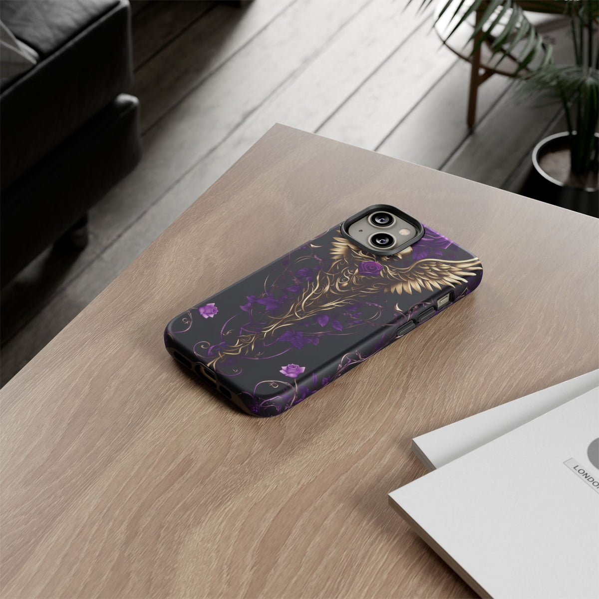Phone Case - Tough - Purple Skull & Wings
