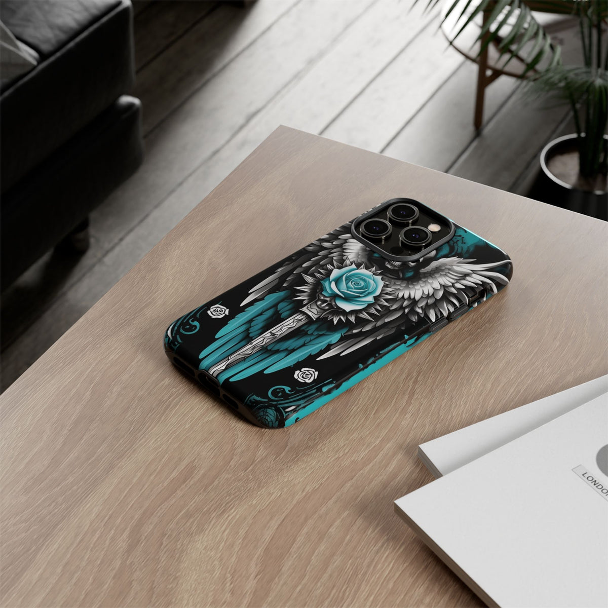Phone Case - Tough - Cyan Angel Wings