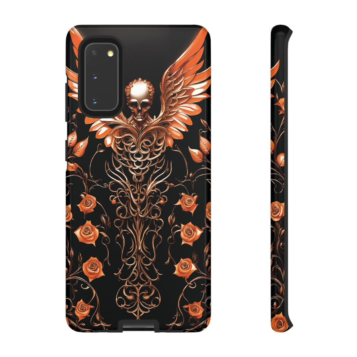 Phone Case - Tough - Orange Skull & Wings