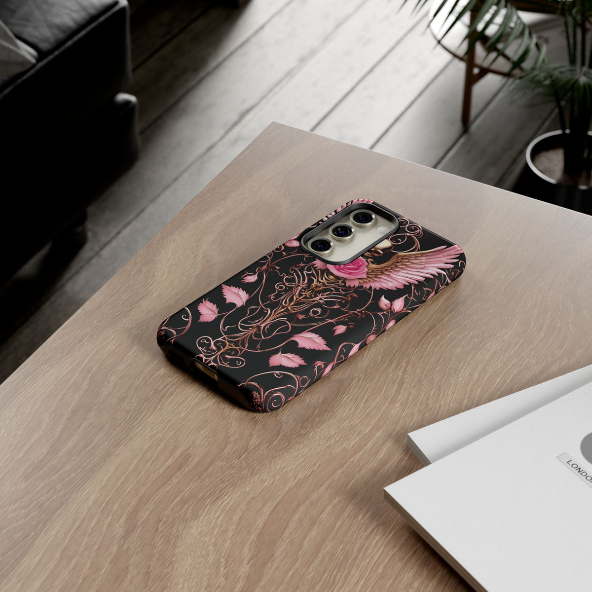 Phone Case - Tough - Pink Skull & Wings
