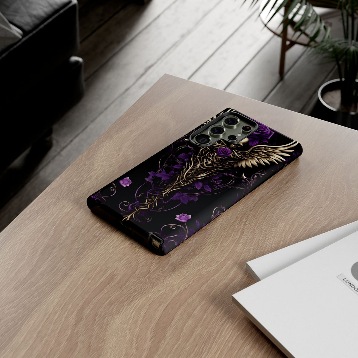 Phone Case - Tough - Purple Skull & Wings