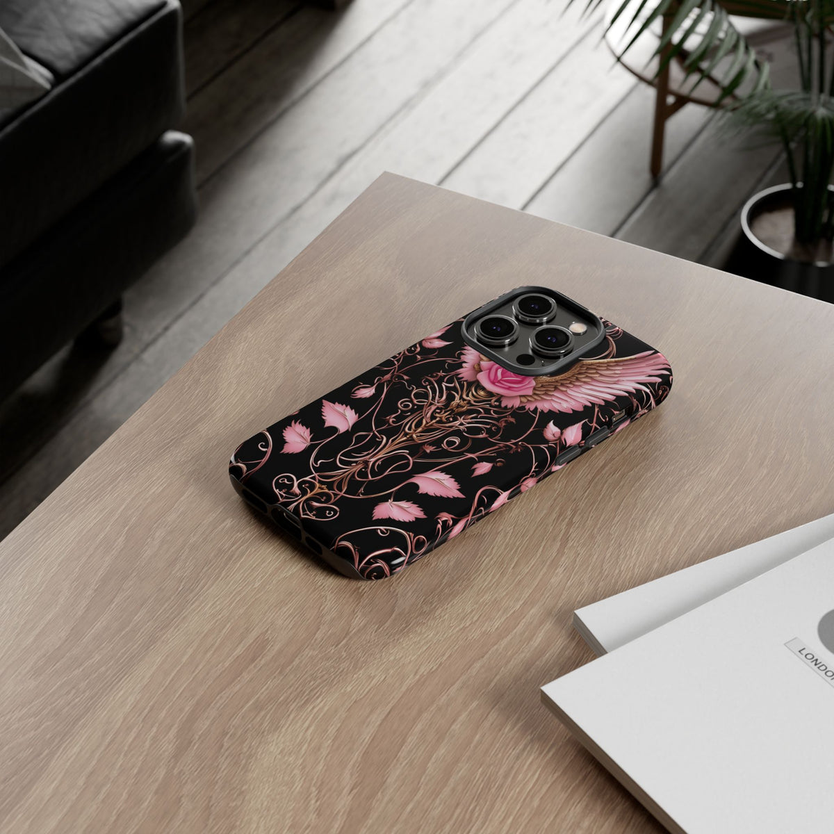 Phone Case - Tough - Pink Skull & Wings