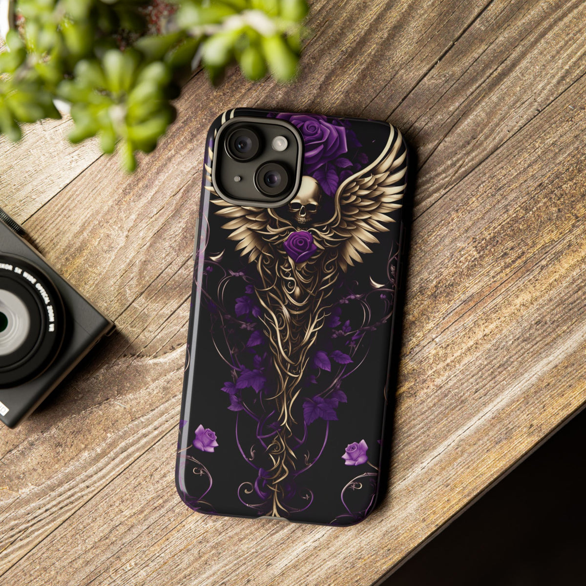 Phone Case - Tough - Purple Skull & Wings