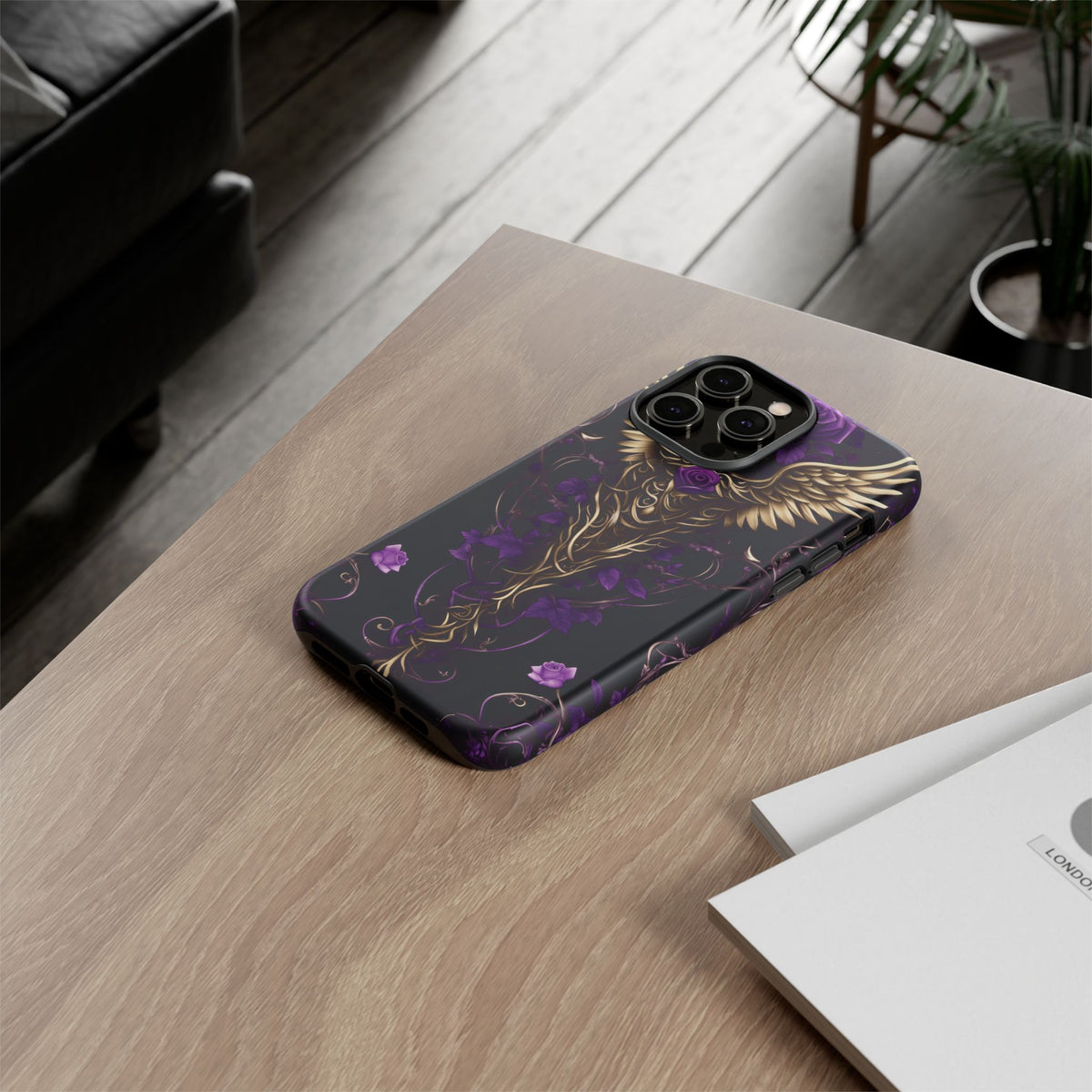 Phone Case - Tough - Purple Skull & Wings