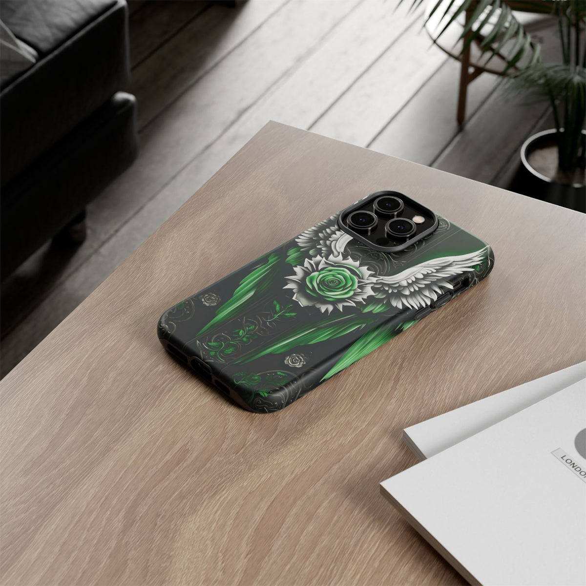Phone Case - Tough - Green Angel Wings