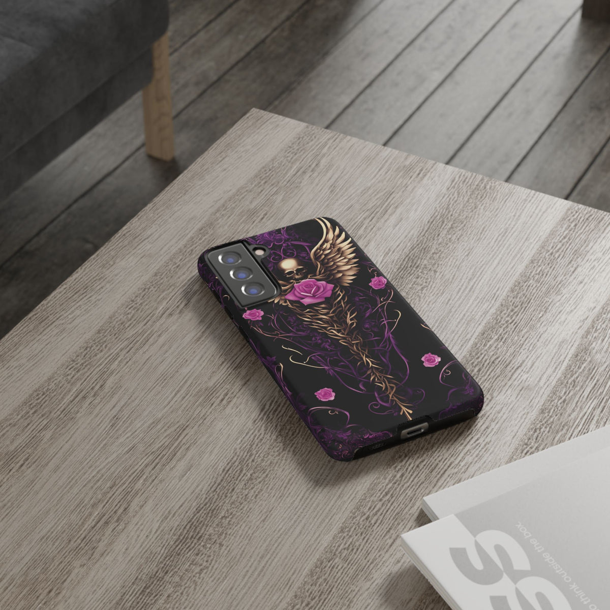 Phone Case - Tough - Purple, Pink Skull & Wings
