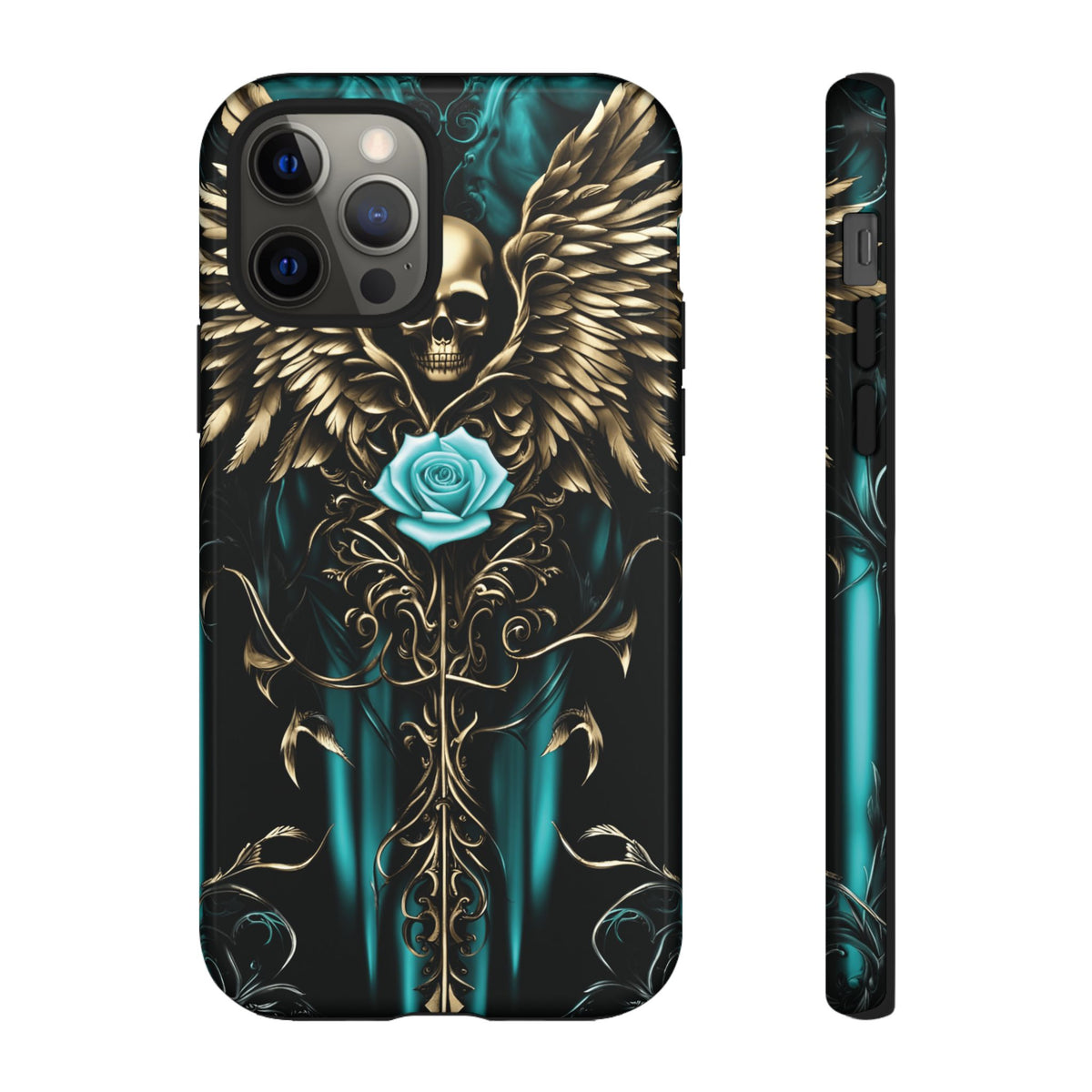 Phone Case - Tough - Cyan Skull & Wings