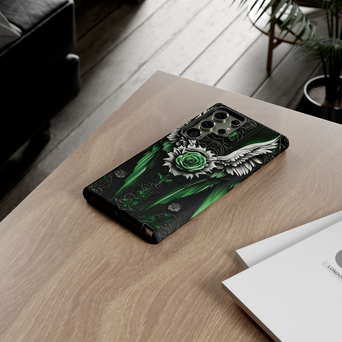 Phone Case - Tough - Green Angel Wings