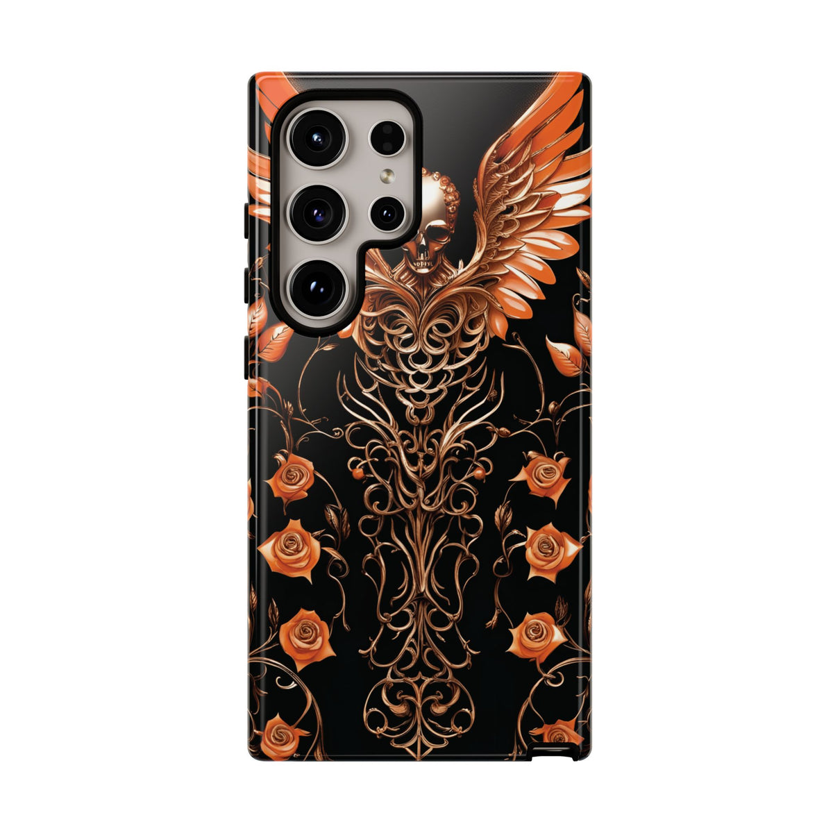 Phone Case - Tough - Orange Skull & Wings
