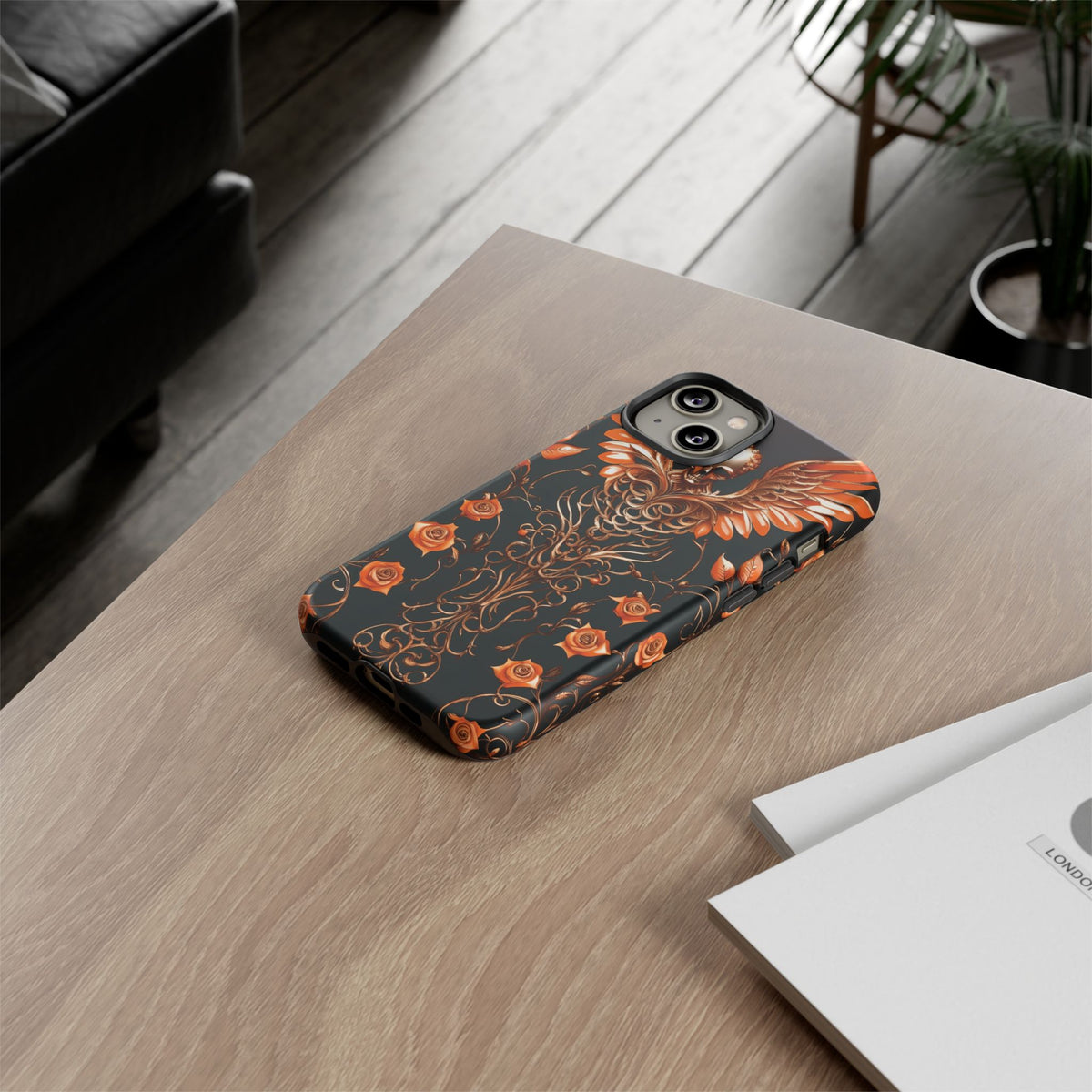 Phone Case - Tough - Orange Skull & Wings