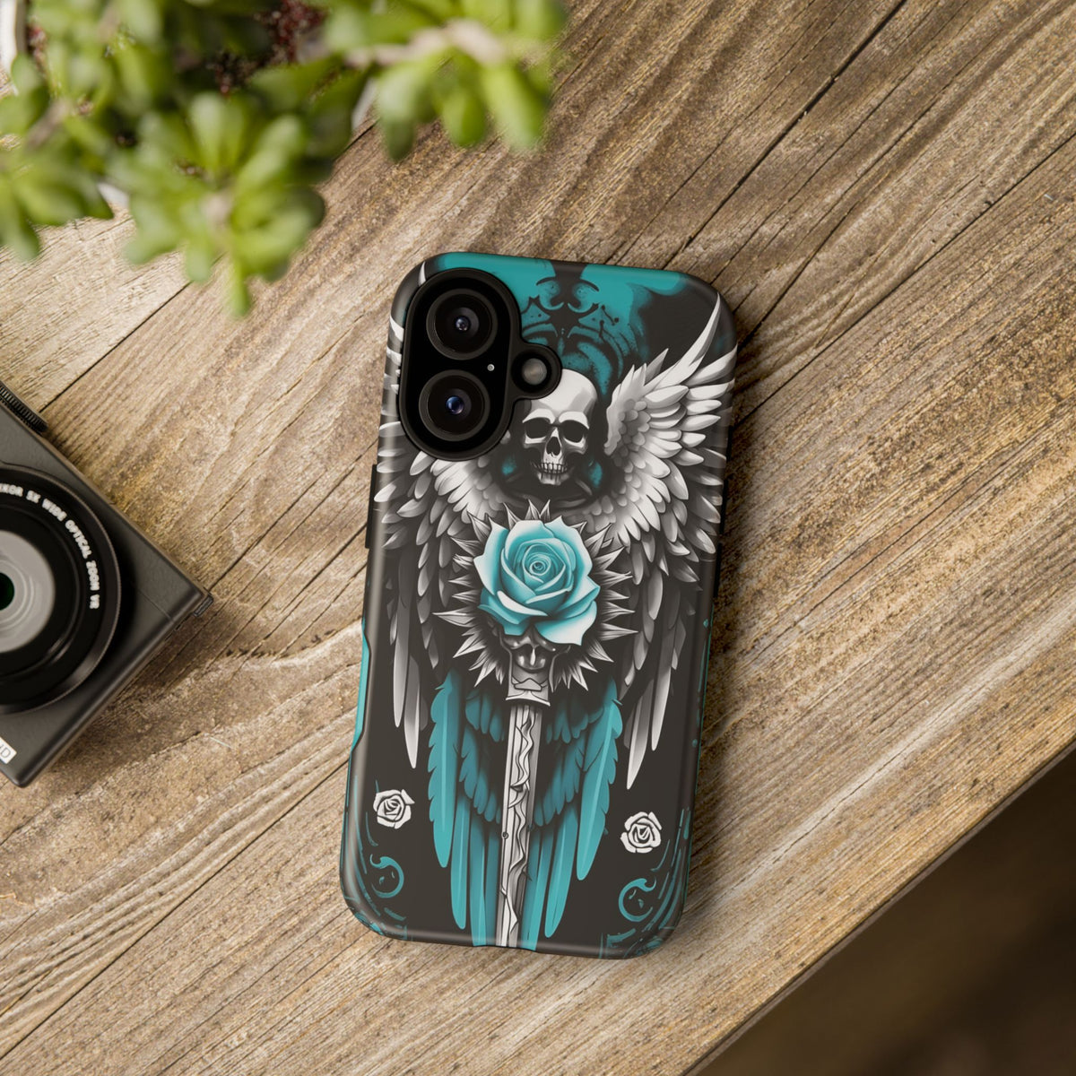 Phone Case - Tough - Cyan Angel Wings