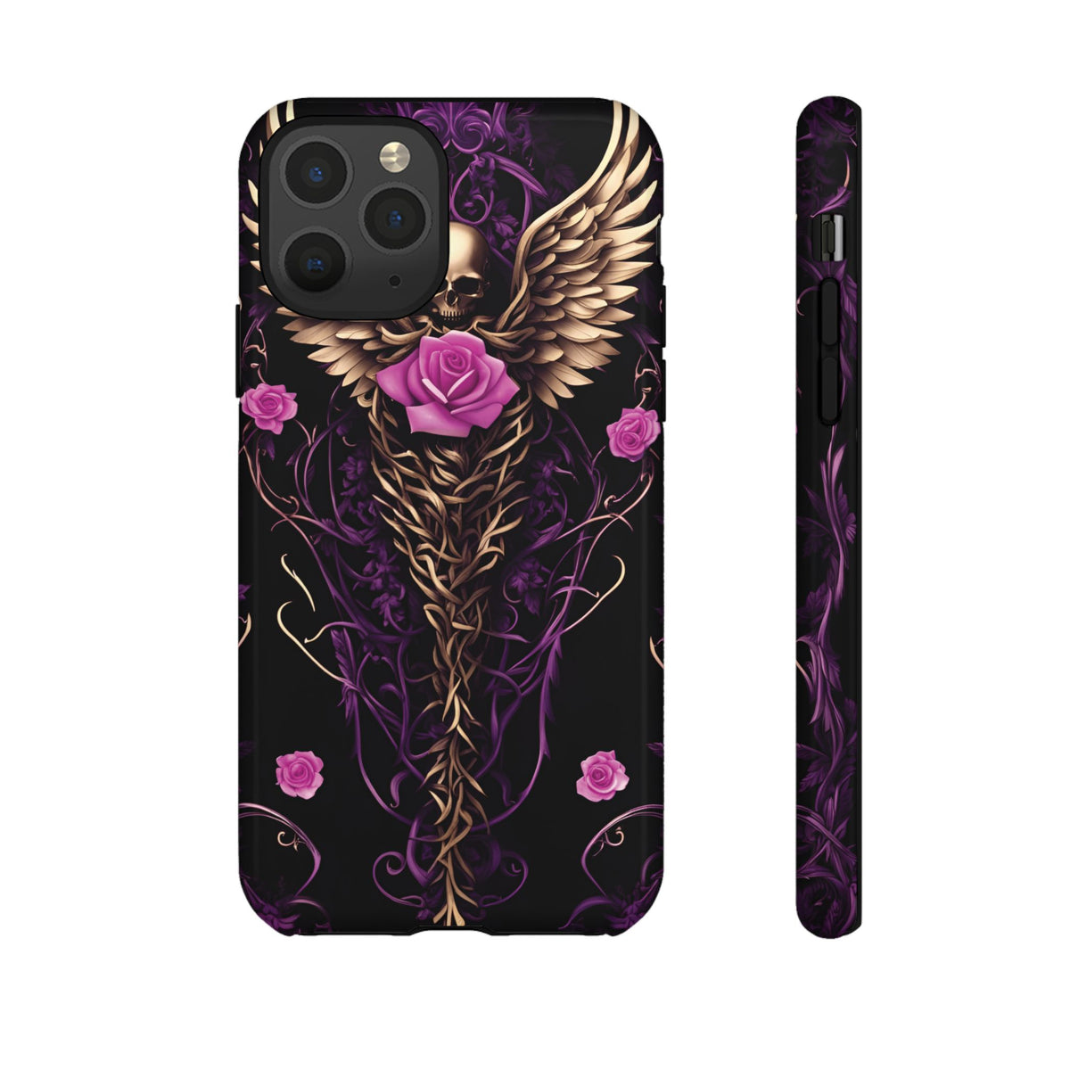 Phone Case - Tough - Purple, Pink Skull & Wings