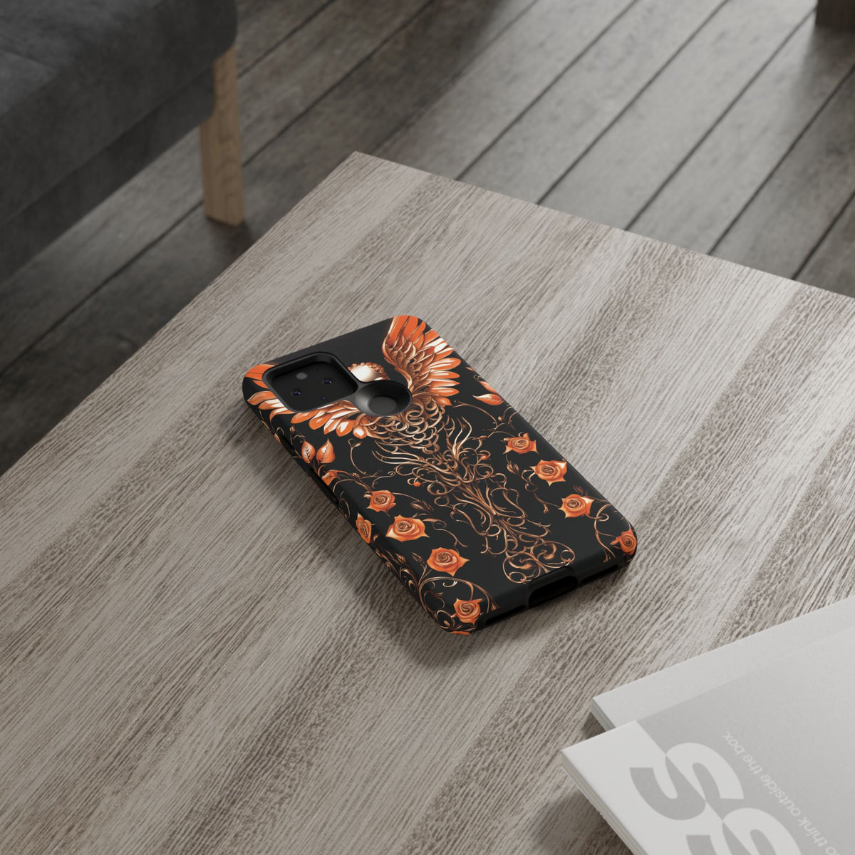 Phone Case - Tough - Orange Skull & Wings