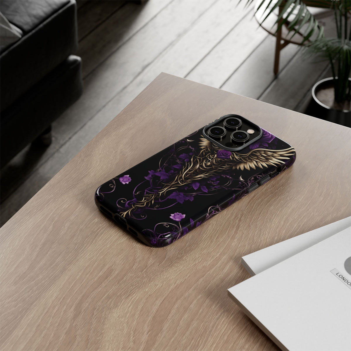 Phone Case - Tough - Purple Skull & Wings