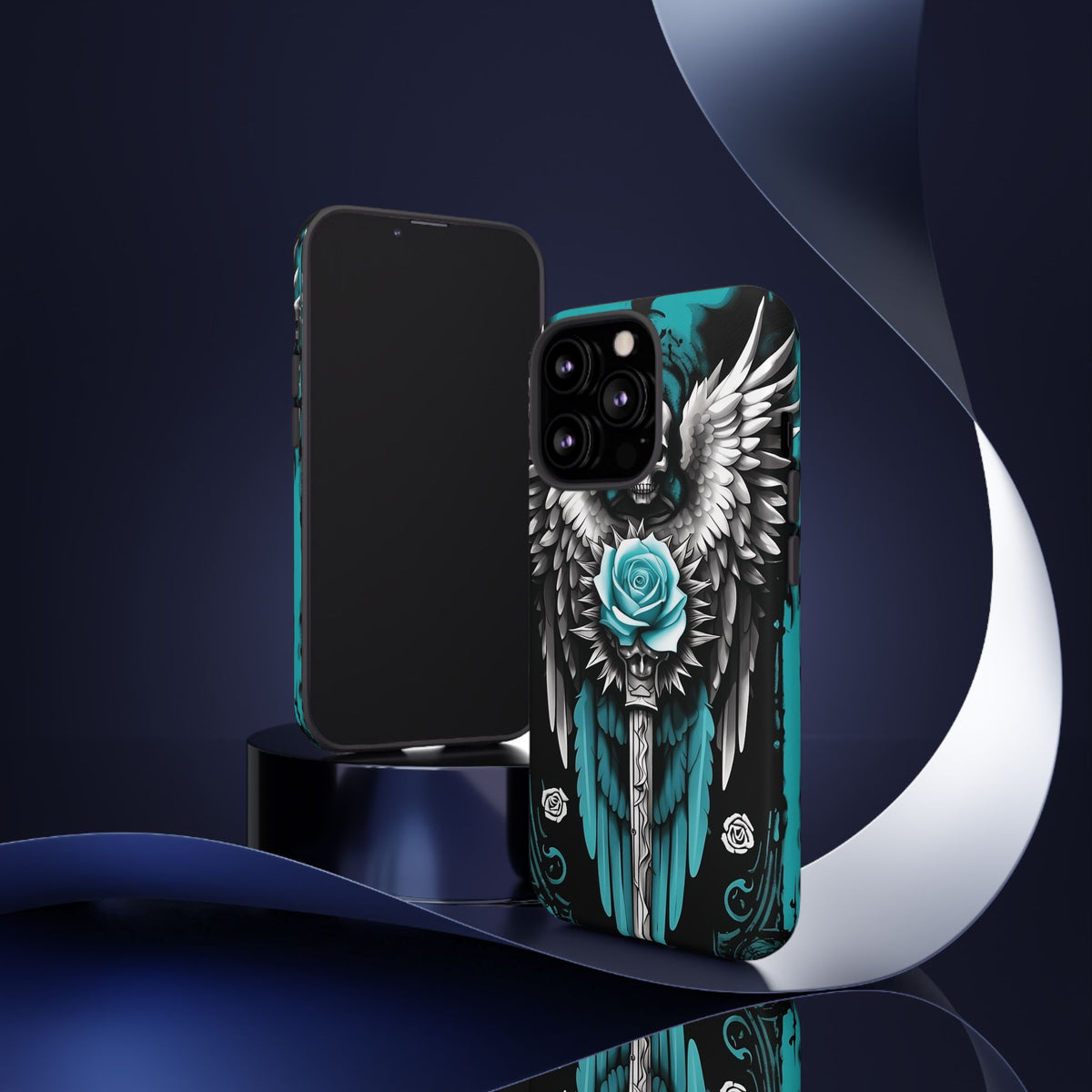 Phone Case - Tough - Cyan Angel Wings