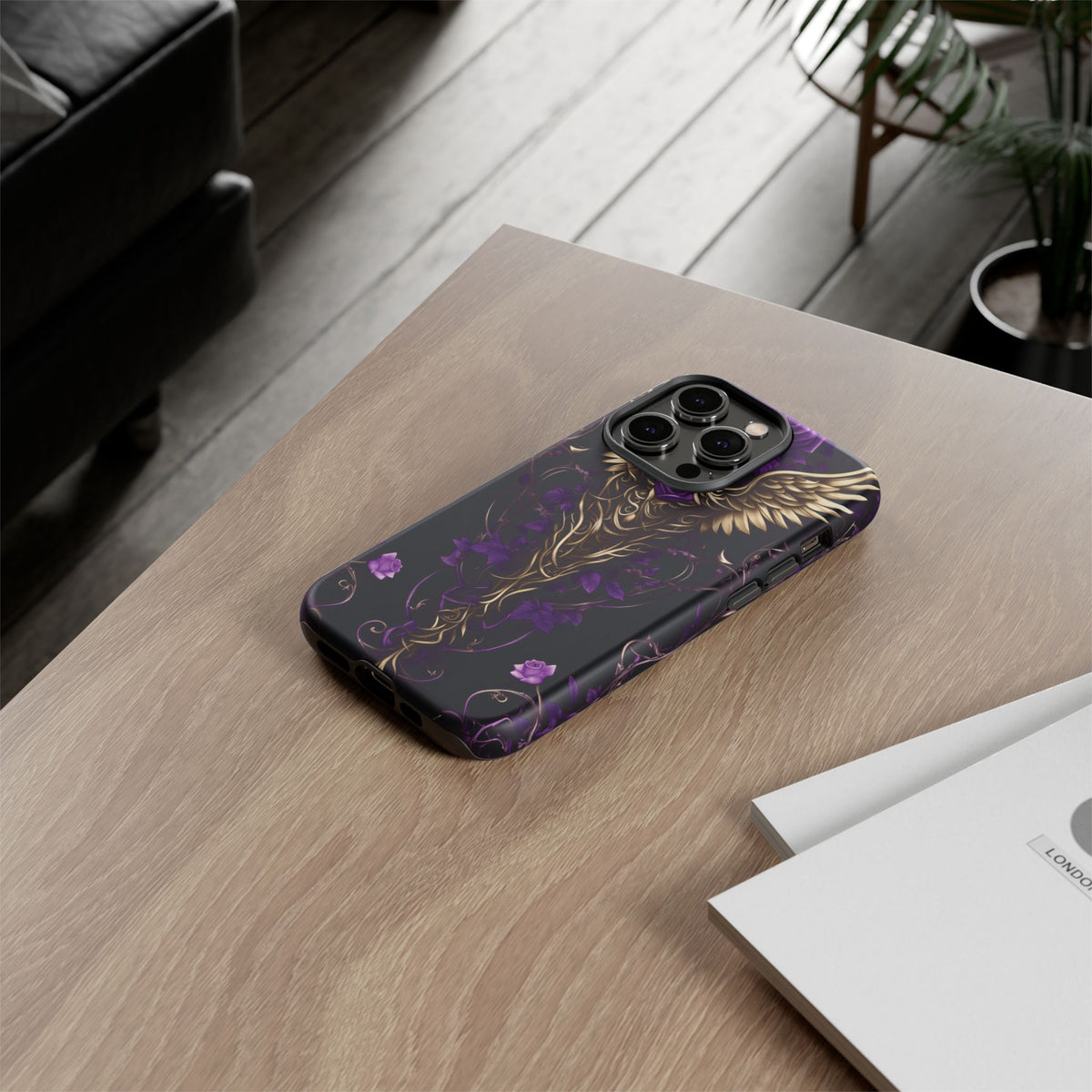 Phone Case - Tough - Purple Skull & Wings