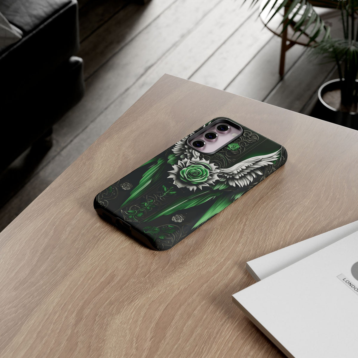 Phone Case - Tough - Green Angel Wings