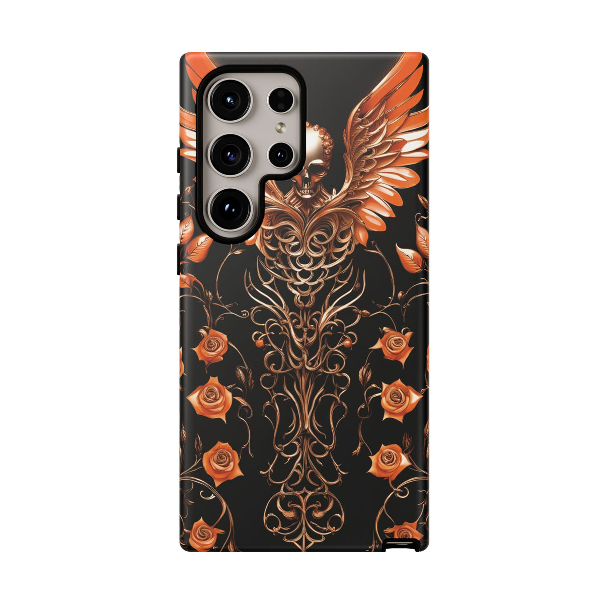 Phone Case - Tough - Orange Skull & Wings