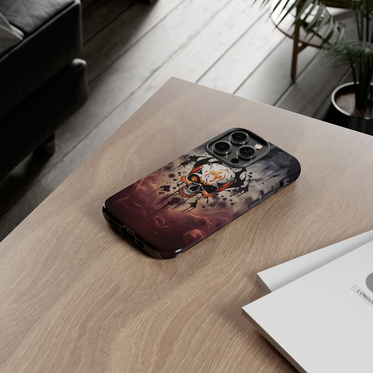 Phone Case - Tough - Orange Skull