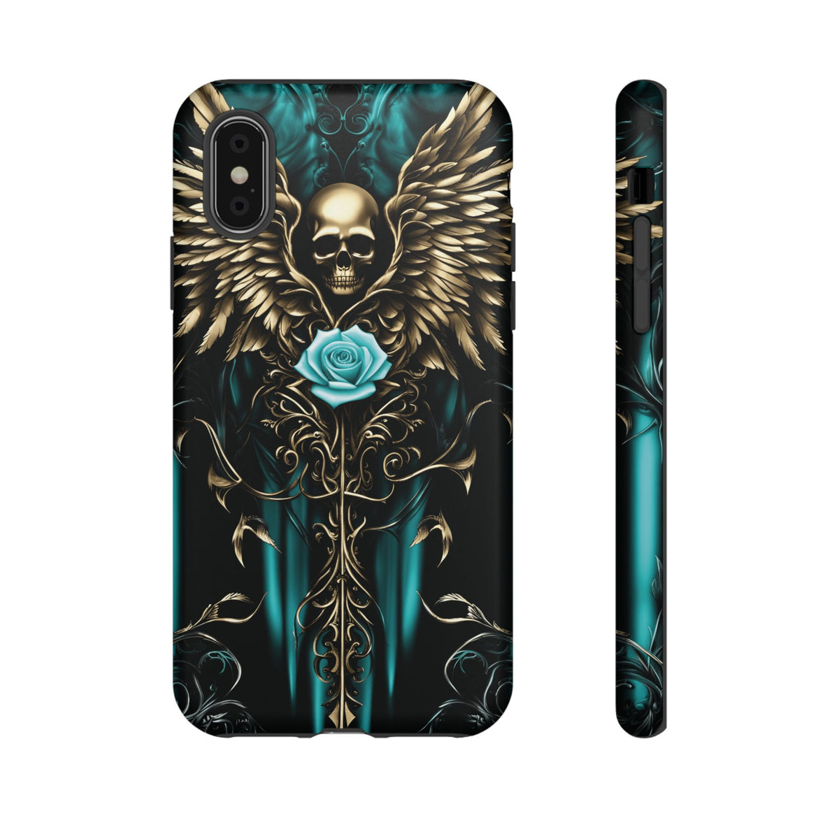 Phone Case - Tough - Cyan Skull & Wings