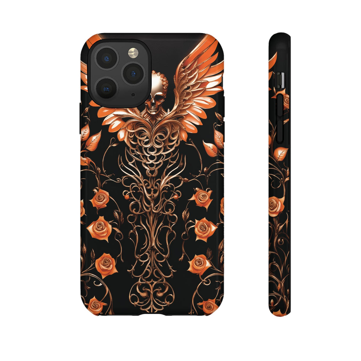 Phone Case - Tough - Orange Skull & Wings