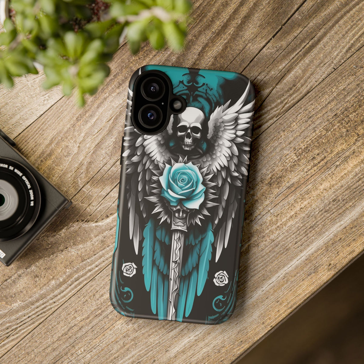 Phone Case - Tough - Cyan Angel Wings