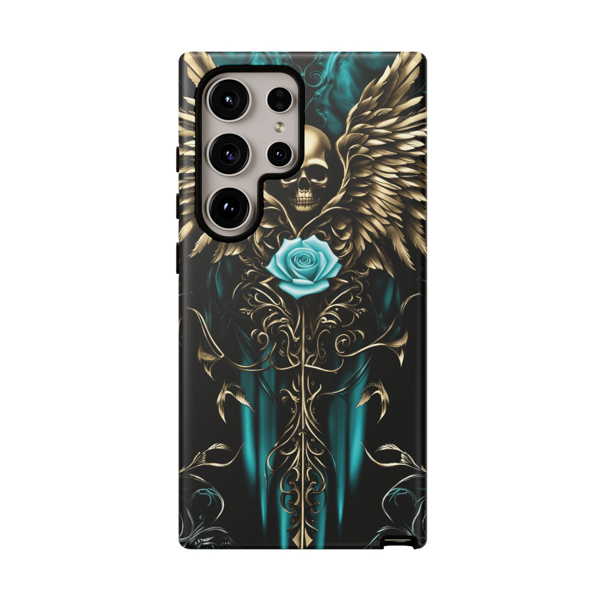 Phone Case - Tough - Cyan Skull & Wings