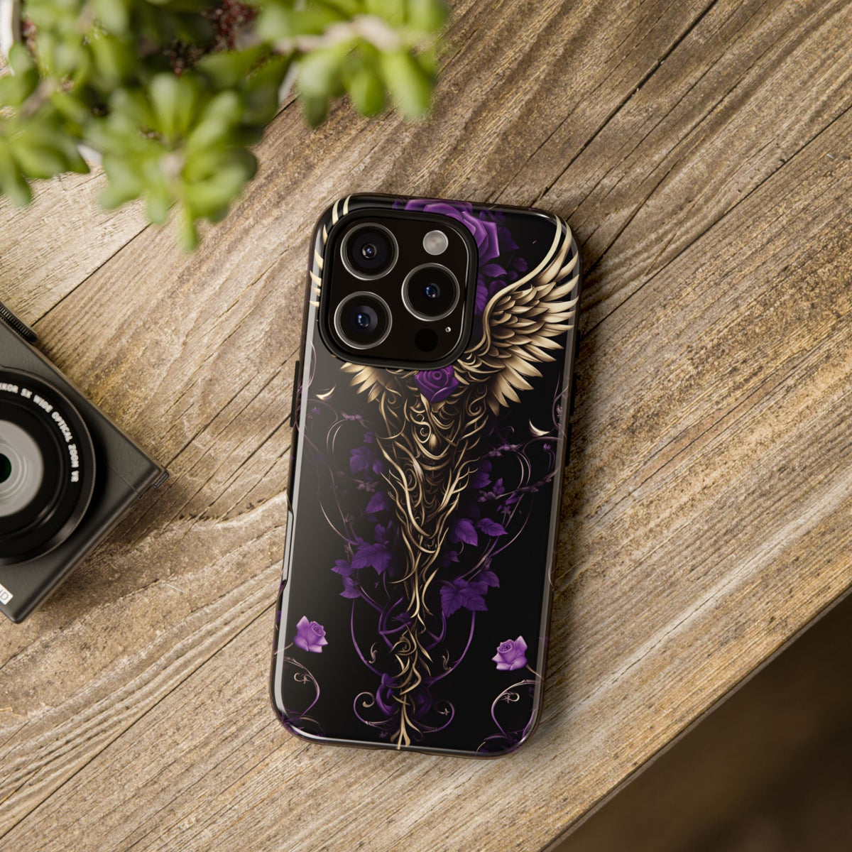 Phone Case - Tough - Purple Skull & Wings