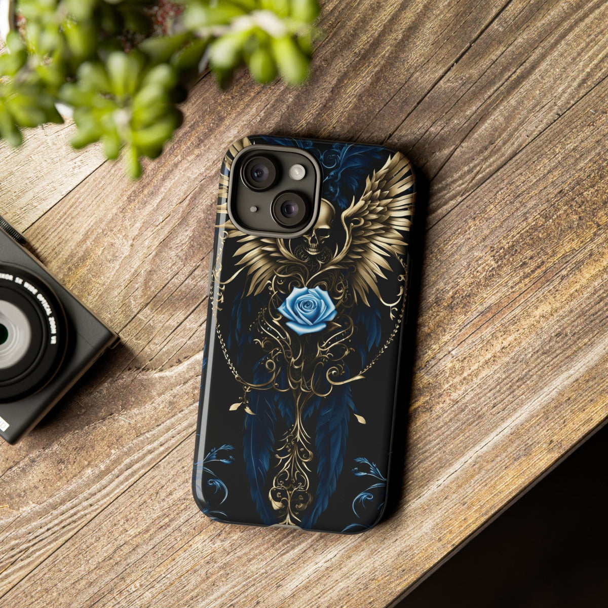 Phone Case - Tough - Blue Skull & Wings