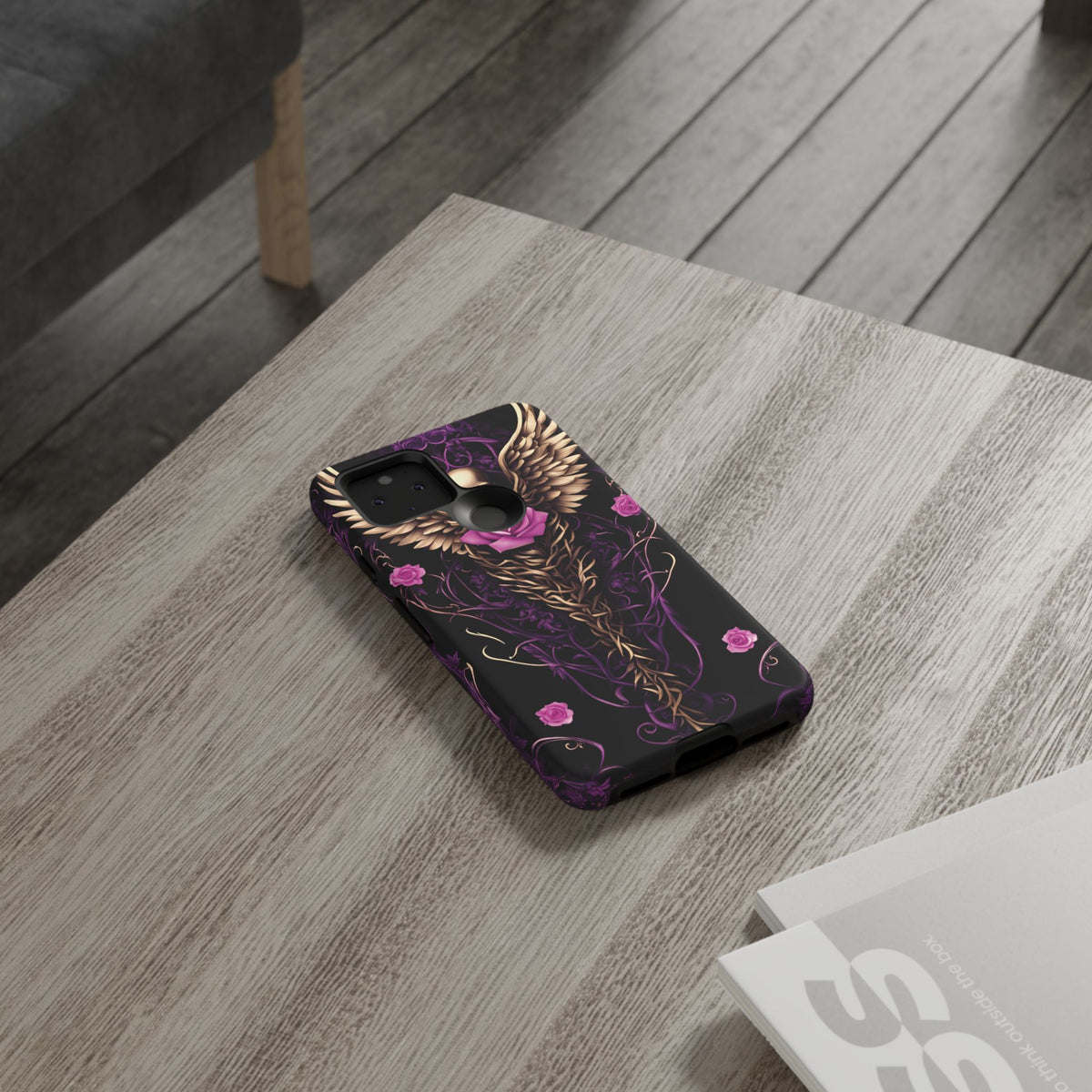 Phone Case - Tough - Purple, Pink Skull & Wings