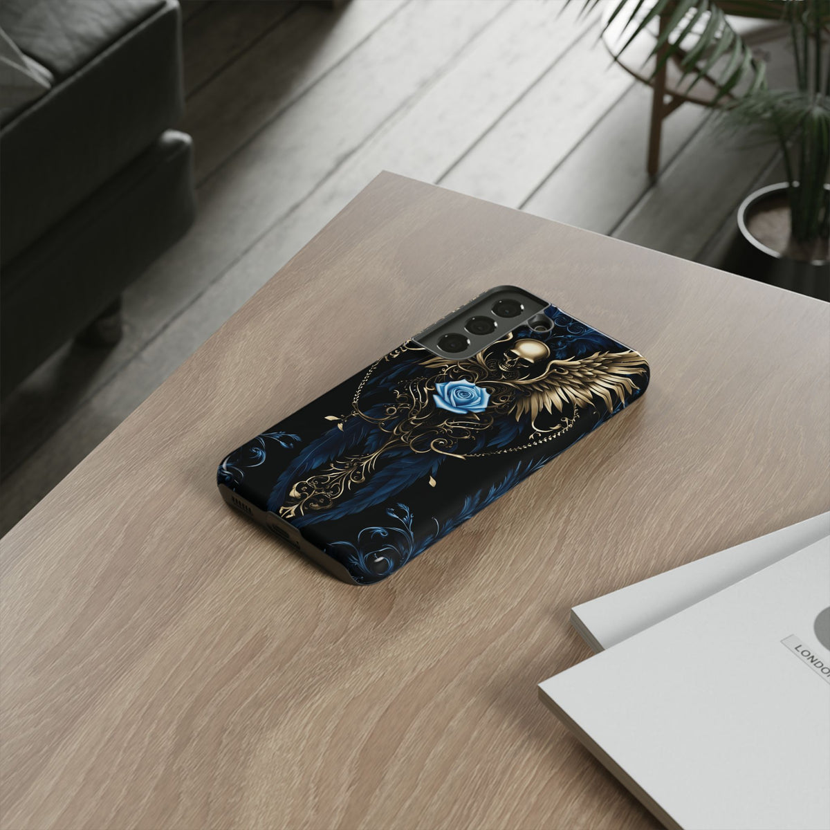 Phone Case - Tough - Blue Skull & Wings